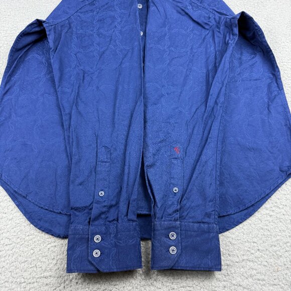 Robert Graham Shirt Mens 2XL XXL Navy Blue Geometric Flip Cuff Dress Button Up 1 - Picture 7 of 11